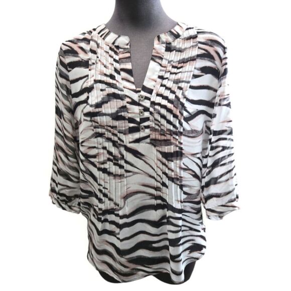 EC CALVIN KLEIN ANIMAL PRINT BLOUSE SZ. XS - Picture 1 of 5